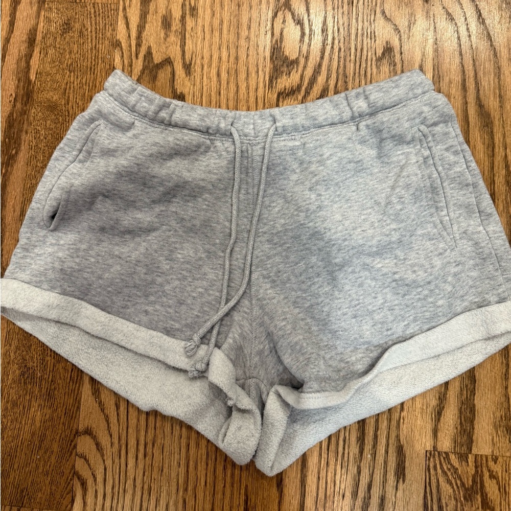 Grey lounge shorts.